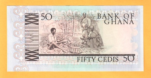 GHANA-50 CEDIS-1979-PICK 22a-SERIAL NUMBER 9178148 , UNC . - Picture 2 of 2
