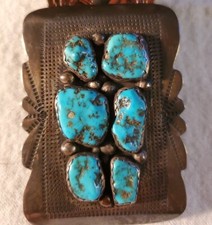 Vintage Silver Buckle Turquoise Stamped ZUNI Sterling. 38 Belt Size 1 1/2 wide