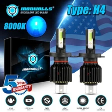 IRONWALLS 8000K Ice Blue LED Headlight Hi-Low Bulbs For Toyota Tundra 2014-2019