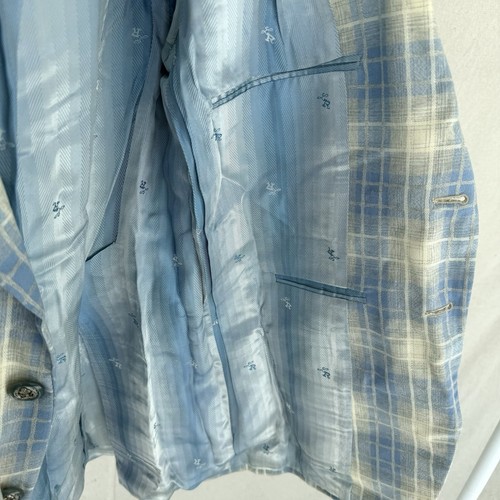 Vintage Louis Roth Blue/Ivory Plaid Print Men's Sport Coat Size 42 - Picture 6 of 16