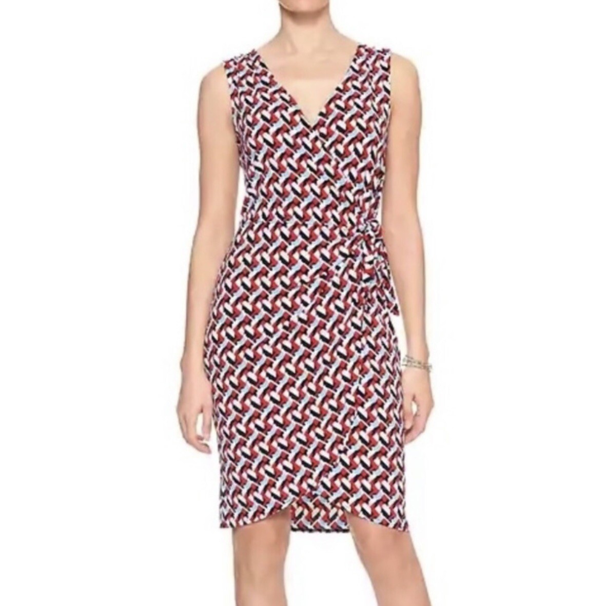 NEW Banana Republic Factory | Sleeveless Abstract Print Faux Wrap Dress NWT  Sz M | eBay