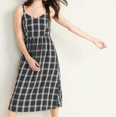 smocked fit & flare cami midi dress for women Smocked Midi Dress with Pleated Skirt main image 1