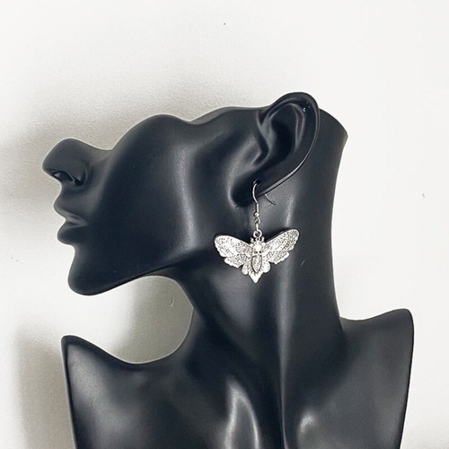 1 Pair European and American Metal Ear Hook Ear Buckle Halloween Moth Earrings - Picture 3 of 9
