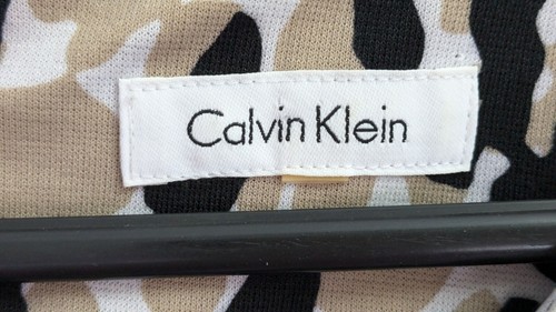Calvin Klein Dress Women's Sz 18 Black White & Beige Animal Print Short Sleeve - Picture 5 of 13