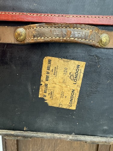 Antique Wood /Canvas Steamer Trunk Travel Labels Vintage - Needs Hinge Repair - Picture 5 of 14