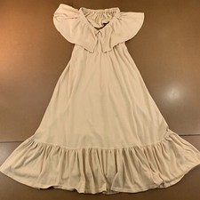 Free People Beach Womens Medium Bleached Sand Off Shoulder Lynne Midi Dress NWT