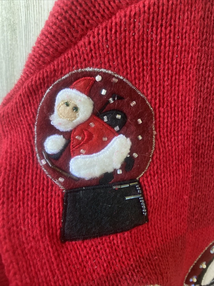 Suéter cárdigan grande vintage Holiday Lodge by North Crest Snowglobe Navidad Foto 2 de 4