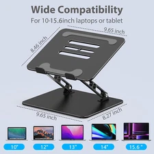 Adjustable Laptop Stand for 10-15.6” Laptops,Metal Foldable Laptop Riser,Portabl