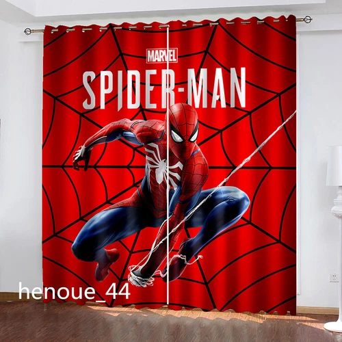 Marvel Spiderman Made Pair Thick Thermal Blackout Curtains Ring Top Eyelet Gifts - Picture 20 of 22