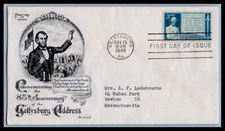 US FDC # 978 10c Jane Adams Fleetwood  Addressed 1948, 9p392