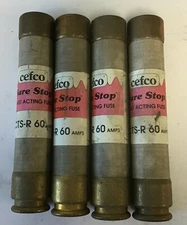CEFCO CTS-R 60 SURE STOP FAST ACTING FUSE 60A 600VAC CLASS RK-1 ***LOTOF4*** 