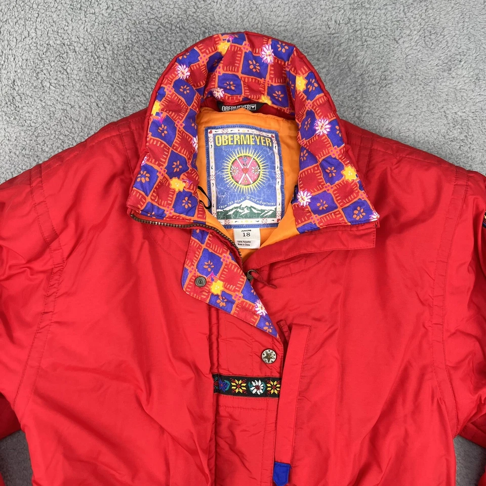 Chaqueta Obermeyer Esquí Nieve Juniors 18 Roja Cremallera Completa Bolsillos Niñas Foto 3 de 4