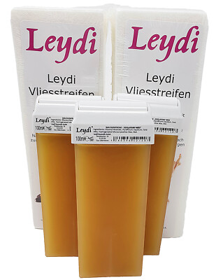 3 Leydi Wachspatrone Honig & Leydi Vliesstreifen - Nachfüllset Wachspatronenset:
