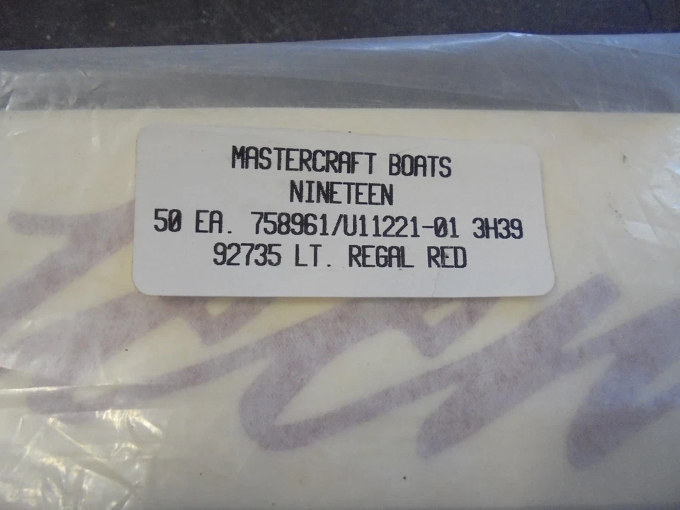 MASTERCRAFT BOAT DECAL VINYL STICKER  NINETEEN REGAL RED 12" X 2 1/2" - Image 2 of 2