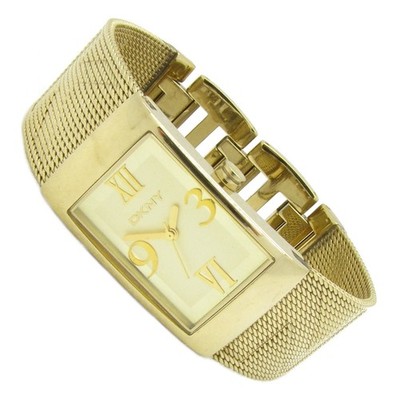 DKNY Damen Armbanduhr Edelstrahl Gold Milanaise NY-4501 3ATM Batt neu S109
