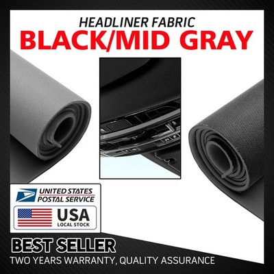 Black 60''W Interior Flat Knit Material for Truck Roof Headliner Fabric Foam Back
