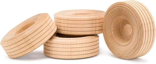 Mini Wood Wheels Treaded Style, 2 Inch Diameter, Pack of 24, for Crafts and D... - Picture 1 of 2