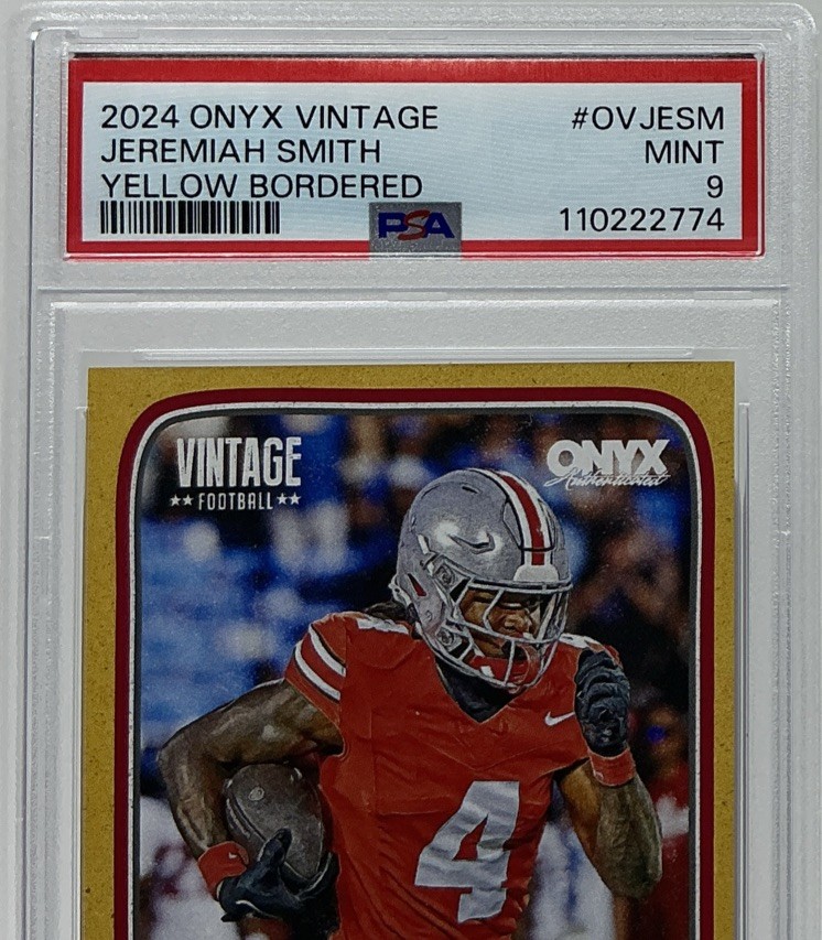 Jeremiah Smith Rookie PSA 9- 2024 Onyx Vintage ‘Yellow Border’ /150 -Buckeyes view 2
