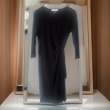 Kasper Business Dress Black3/4 Sleeve Sz M Side Adjustable Waist Detail Stretchy
