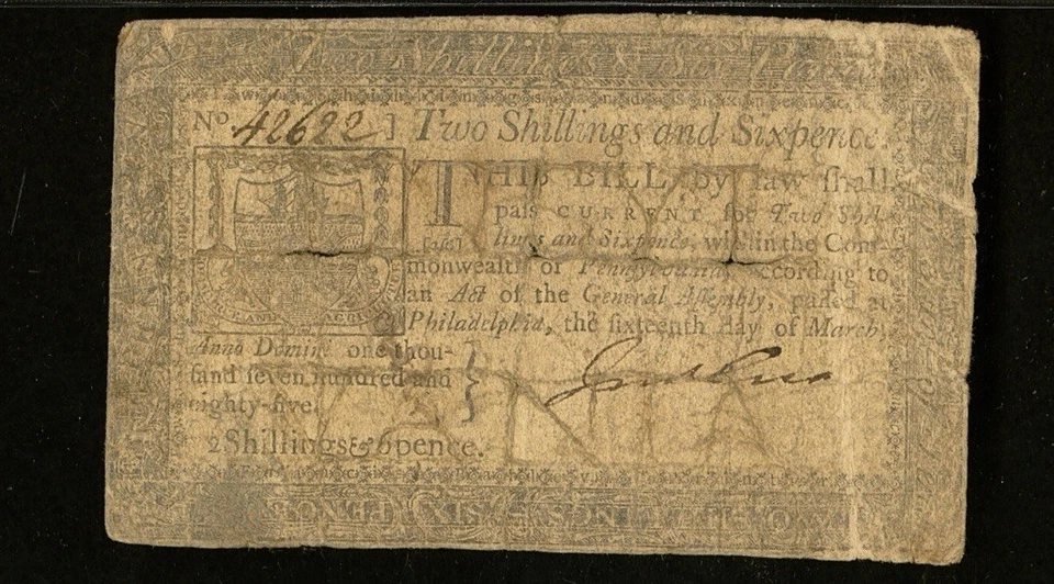 1785 PENNSYLVANIA American Revolution Colonial Currency Bank Note PA-268 PMG F12 - Image 3 of 4