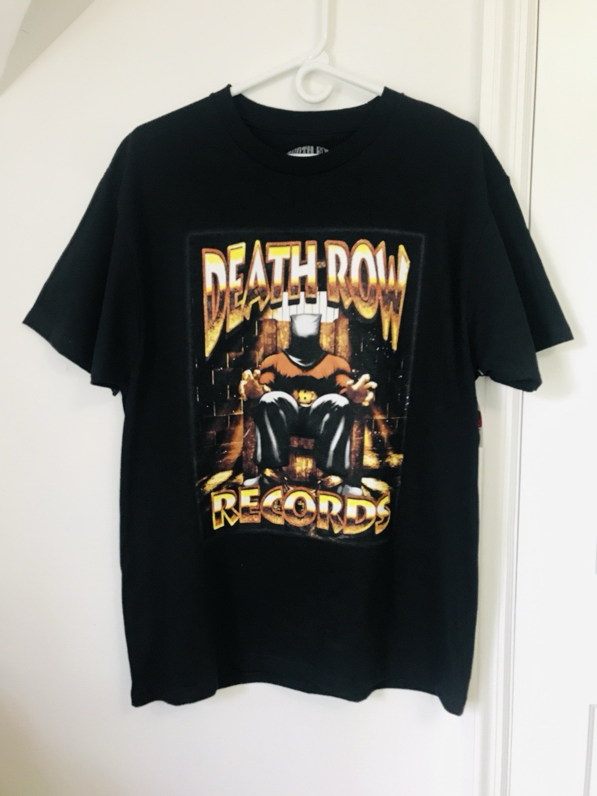 FILA T shirt DEATH ROW Records retrò nuova taglia L maglietta rap grafica nera rara