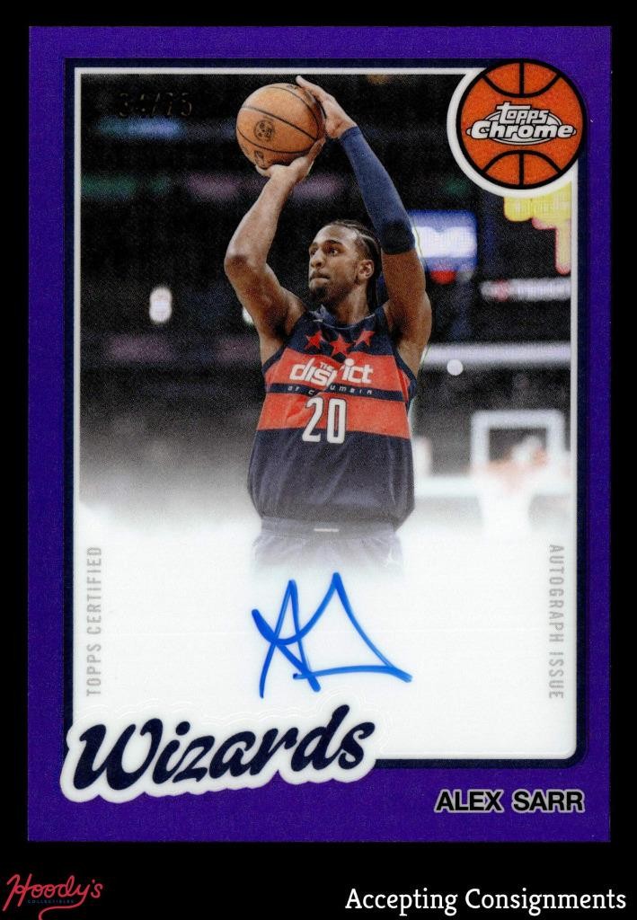 2025-26 Topps Chrome Update '80-81 Purple Refractor Alex Sarr AUTO 34/75