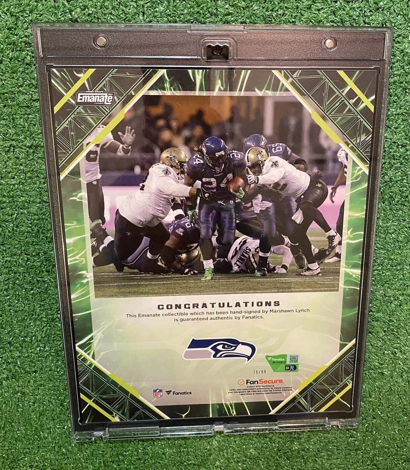 2025 Fanatics UW Emanate Marshawn Lynch 75/99 Auto Hand Signed 8x10 Seahawks - Image 2 of 4