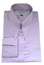 Mens Lilac Spearpoint collar Brand New 1960s Shirt White Tab Collar Cotton