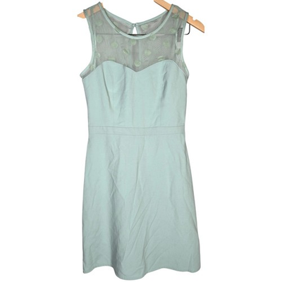 #ad #ad LC Lauren Conrad Dress Size 2 Mint Aqua Blue Polka Dot Mesh Sleeveless Mini $16.15