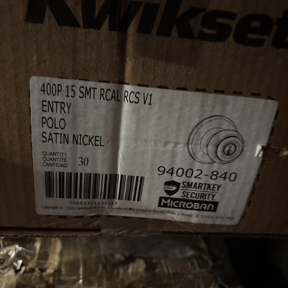 Estuche de 30 perillas de polo de entrada Kwikset níquel satinado 94002-840 Foto 2 de 3