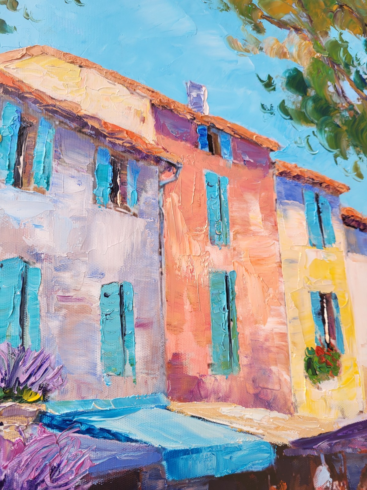 NOLAC - "Provençal Summer Market" (60x40 cm) - Oil knife bright atmosphere