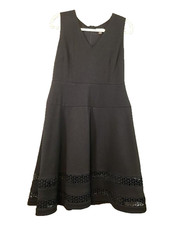 Calvin Klein Dress Womens 12 Black Sleeveless Fit Flare Lace Hem Party Cocktail