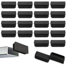20 Pack 1" X 2" Rectangle End Caps, Tubing End Caps Black Rectangle Plastic Plug