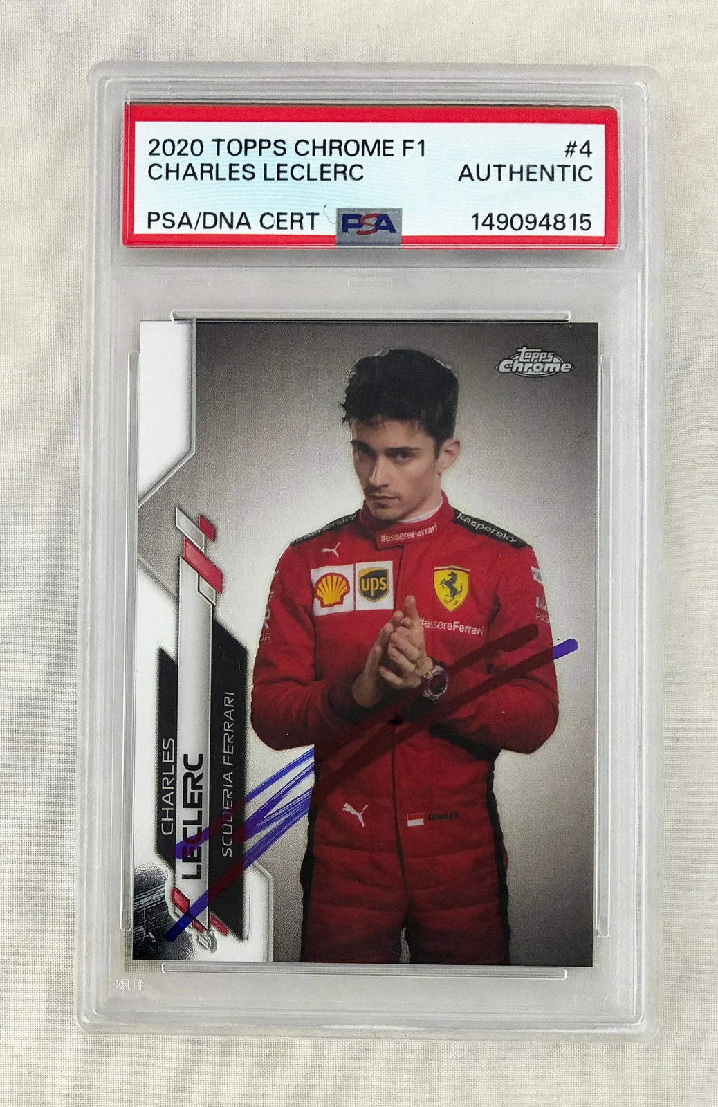 Charles Leclerc Rookie Signed Card 2020 Topps Chrome F1 #4 PSA/DNA COA