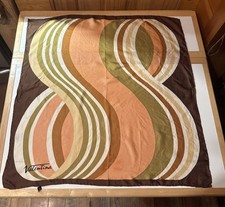 Vintage Italian 100 Silk Scarf Hand Rolled Browns Geometric Print 28/28 L K