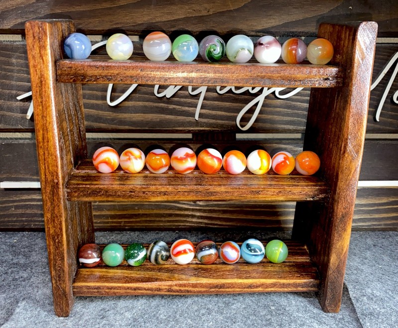 😎27-Vintage Peltier & Vitro Marbles-NM+Mint.59-.65 Stand Included-Opals-Rainbo