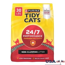 Non Clumping Cat Litter 24/7 Odor Control Multi Cat Low Dust Formula 30lb Box US
