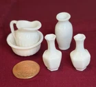 Dollhouse Miniature Vintage Milk Glass Vases And Pitcher