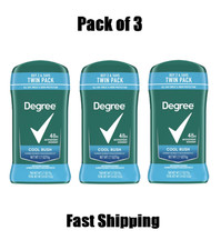 Degree Men 48 hr Antiperspirant Deodorant Cool Rush 2.7 oz. Stick - 3 Twin Packs