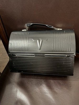 Vintage Thermos black metal lunch box or storage case 