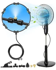 Misting Fan Kit for Cooling Outdoor - 26FT Misters Outside 26FT, Black 
