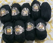 Lot of 9 Skeins of Tivoli Celtic Aran Superwash 100% Wool Yarn Color 100 Black