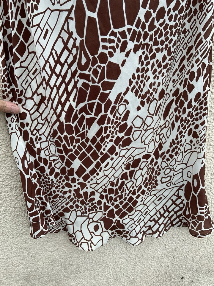 LIZ HURLEY DESIGNER SILK SLIP DRESS BIAS GIRAFFE ANIMAL PRINT 12  - Image 4 of 4
