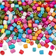 1box about 2000pcs Opaque Colour Glass Seed Beads Cube Round Hole Mixed