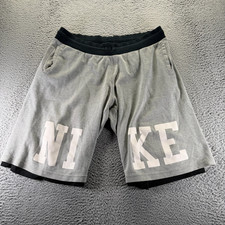 Vintage Nike Short Mens XXL Gray Polyester Mesh Sweat Reversible Basketball