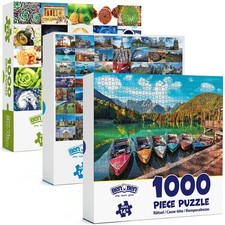 3 Pack 1000 Pieces Jigsaw Puzzles for Adults Boats Landscape Spirals