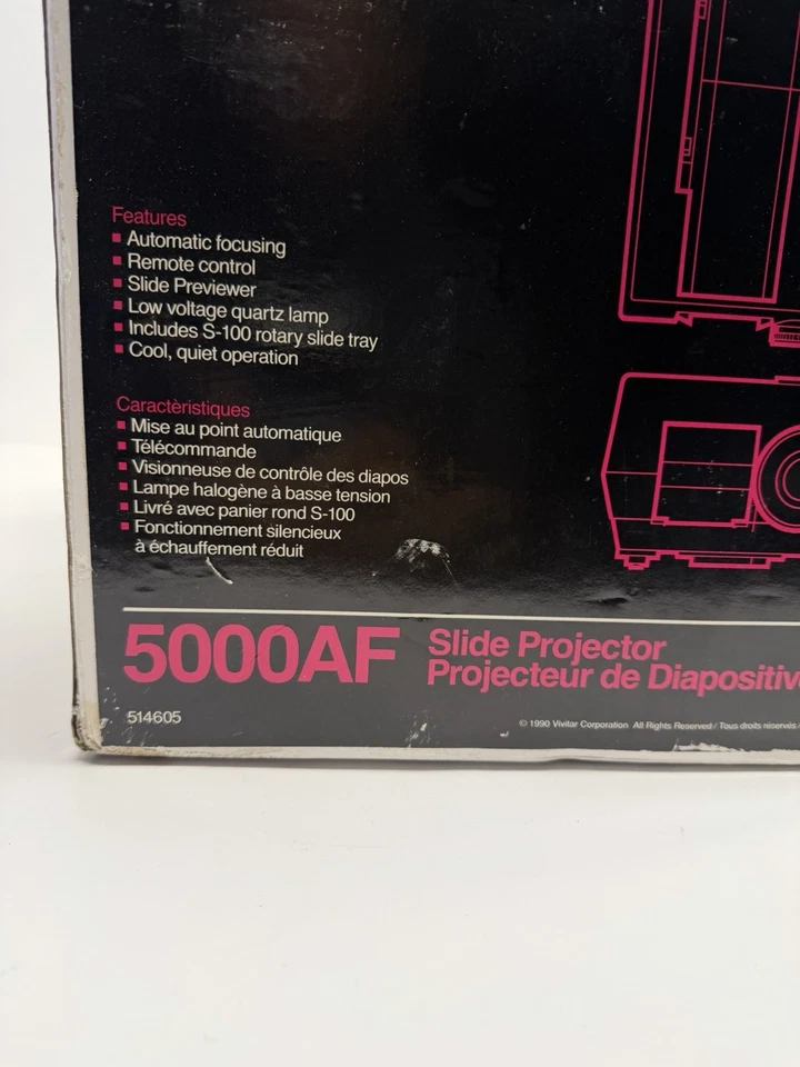 Proyector deslizante VIVITAR 5000AF enfoque automático 35 mm con control remoto, rueda deslizante y manual Foto 3 de 4