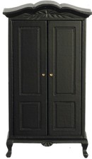 Puppenhaus Schwarz Kleiderschrank Schrank Holz Miniatur Schlafzimmer Möbel 1:12