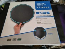 Digital HDTV Antenna with blue along the edges and black on the inside