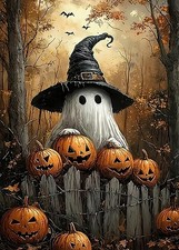 Halloween Ghost Pumpkin Bat Diamond Art Kits for Adults, 5D Diamond Painting Kit